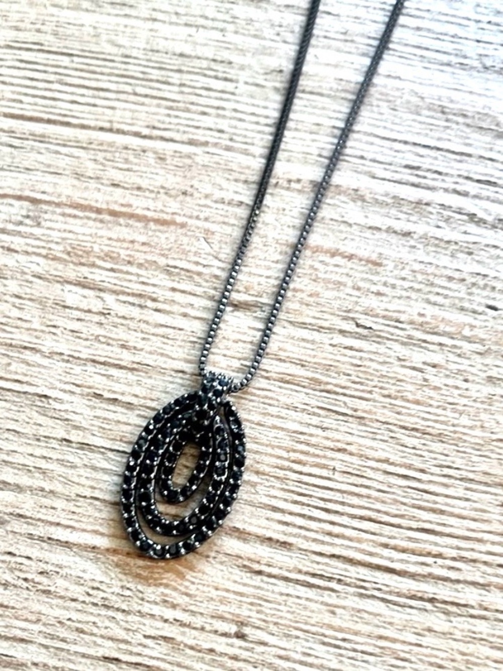Tear Drop Black Rhinestone Necklace